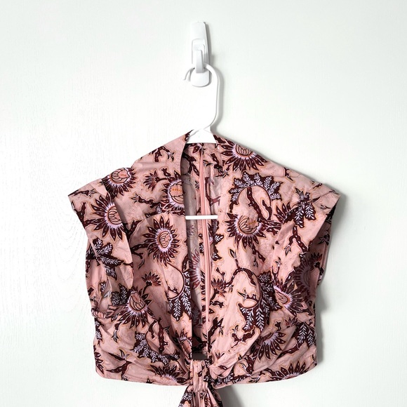 A.L.C. Alexandria Plunging Cutout Pink Floral Midi Dress in Salmon/Red Sz 6 - Picture 4 of 8